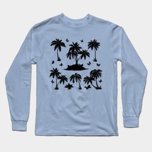 Palm Tree Silhouette Digital Art Long Sleeve T-Shirt